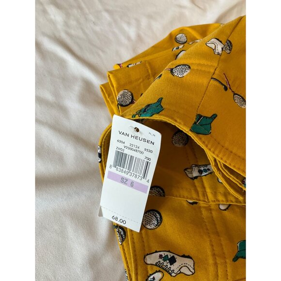 Izod Woman's Golf Pedal Pusher Capri Pants Golf Motif on Mustard NWT Size 6 - Picture 5 of 5